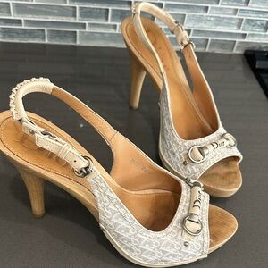 Dior Cream Monogram Slingback Heels size 39
